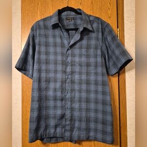 Croft & Barrow Men's Navy Plaid Button Down Shirt Medium